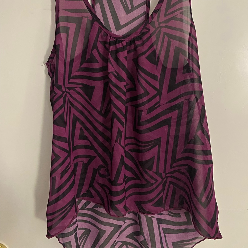 Purple and black silk tank